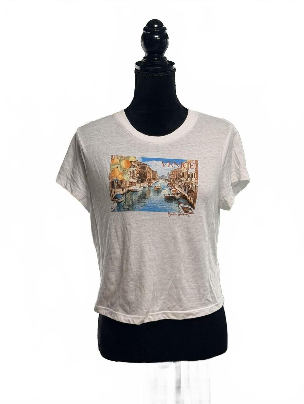 Wild Fable Venice Italy Graphic Tee White Short Sleeve T-Shirt Women’s Size L